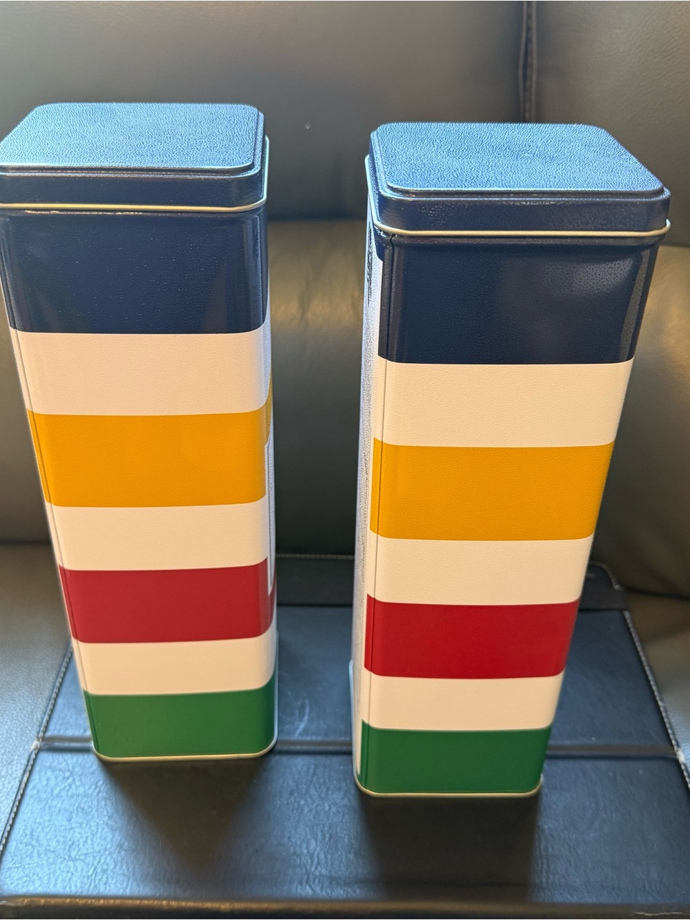Hudson Bay Striped Metal Food Storage Canister Set - Blue, Yellow, Red, Green